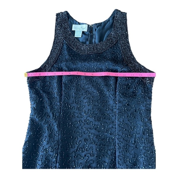 Laurence Kazar NY 100% Silk Shell Black Sequin  Beaded Cocktail Dress Size M - Picture 11 of 13